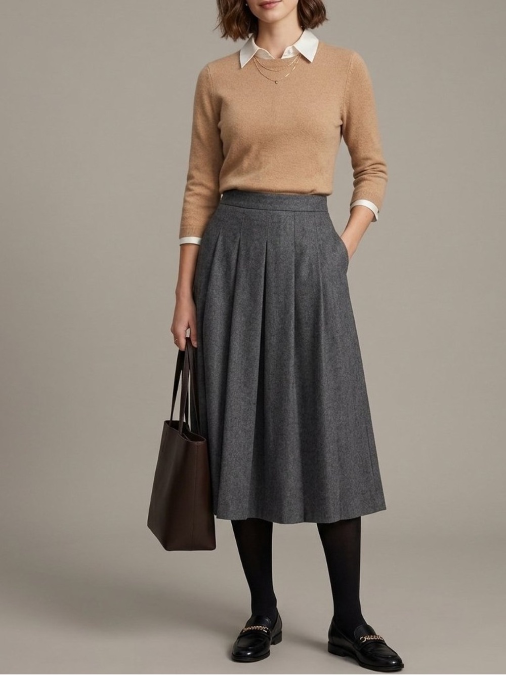 Talbots Camel Crewneck Cashmere Sweater